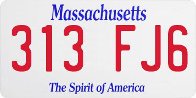 MA license plate 313FJ6