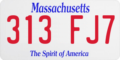 MA license plate 313FJ7