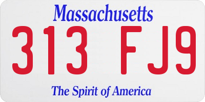 MA license plate 313FJ9