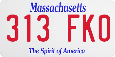 MA license plate 313FK0