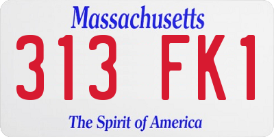 MA license plate 313FK1