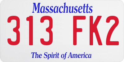 MA license plate 313FK2