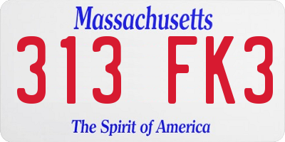 MA license plate 313FK3