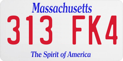 MA license plate 313FK4