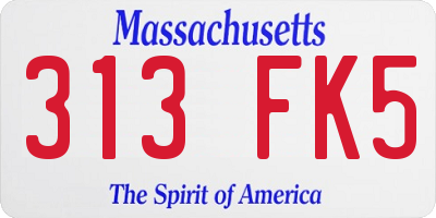MA license plate 313FK5