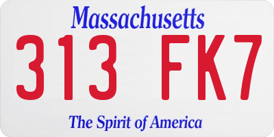 MA license plate 313FK7