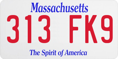 MA license plate 313FK9