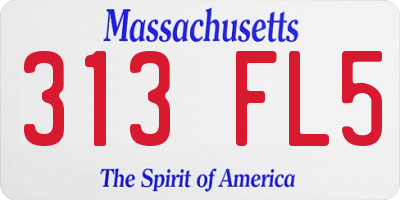 MA license plate 313FL5