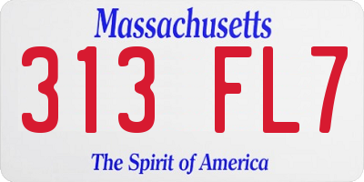MA license plate 313FL7