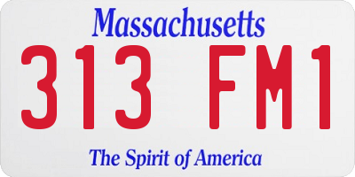 MA license plate 313FM1