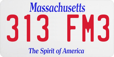 MA license plate 313FM3