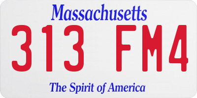 MA license plate 313FM4