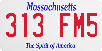 MA license plate 313FM5