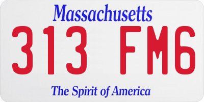 MA license plate 313FM6