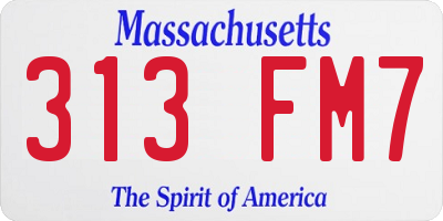 MA license plate 313FM7