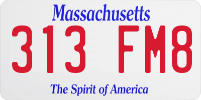 MA license plate 313FM8