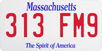 MA license plate 313FM9