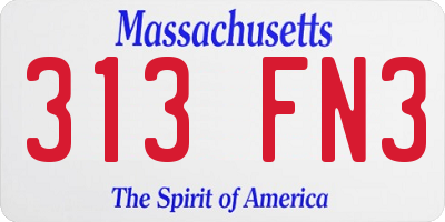 MA license plate 313FN3