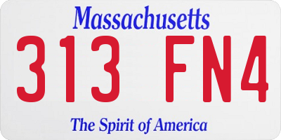 MA license plate 313FN4