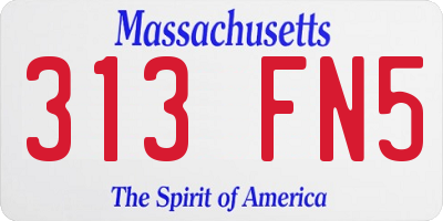 MA license plate 313FN5