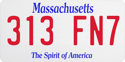 MA license plate 313FN7