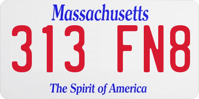 MA license plate 313FN8