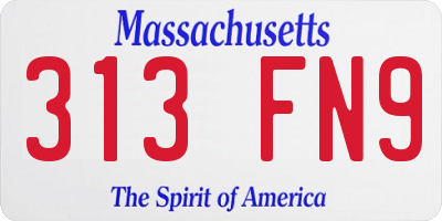 MA license plate 313FN9