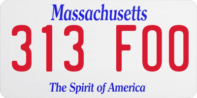 MA license plate 313FO0