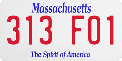 MA license plate 313FO1