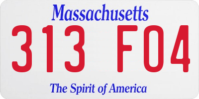 MA license plate 313FO4