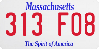 MA license plate 313FO8