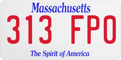 MA license plate 313FP0