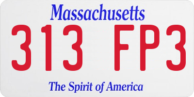 MA license plate 313FP3