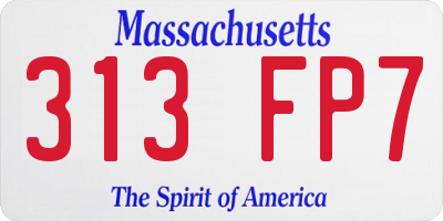 MA license plate 313FP7