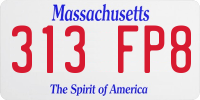 MA license plate 313FP8