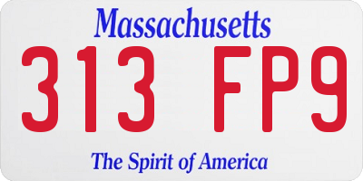MA license plate 313FP9
