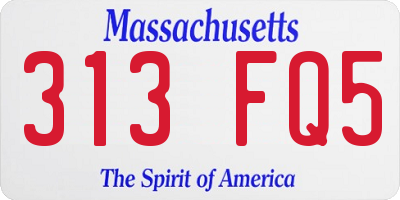 MA license plate 313FQ5