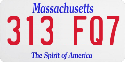 MA license plate 313FQ7