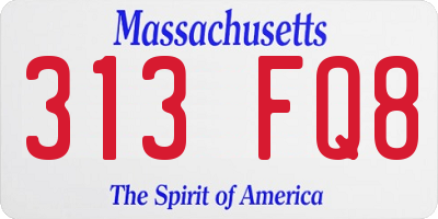 MA license plate 313FQ8