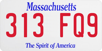 MA license plate 313FQ9