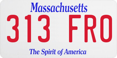 MA license plate 313FR0