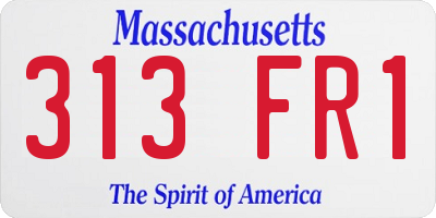 MA license plate 313FR1