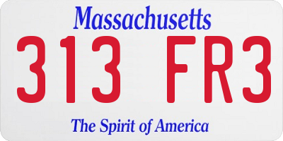 MA license plate 313FR3
