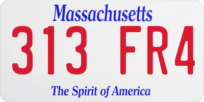 MA license plate 313FR4