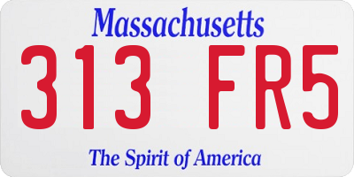MA license plate 313FR5