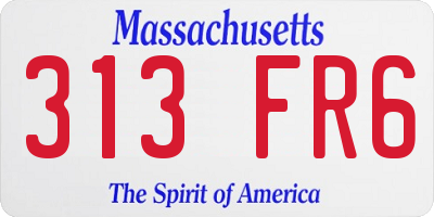 MA license plate 313FR6