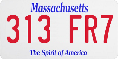MA license plate 313FR7