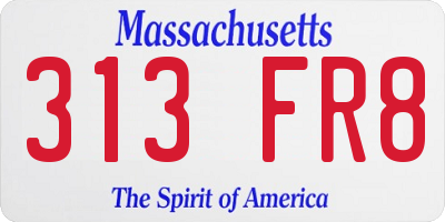 MA license plate 313FR8