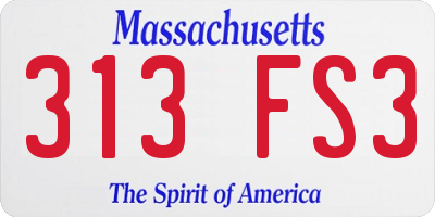 MA license plate 313FS3