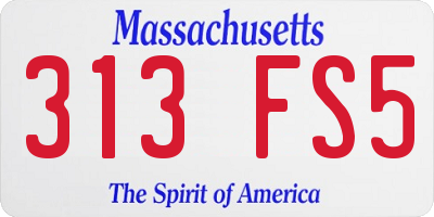 MA license plate 313FS5